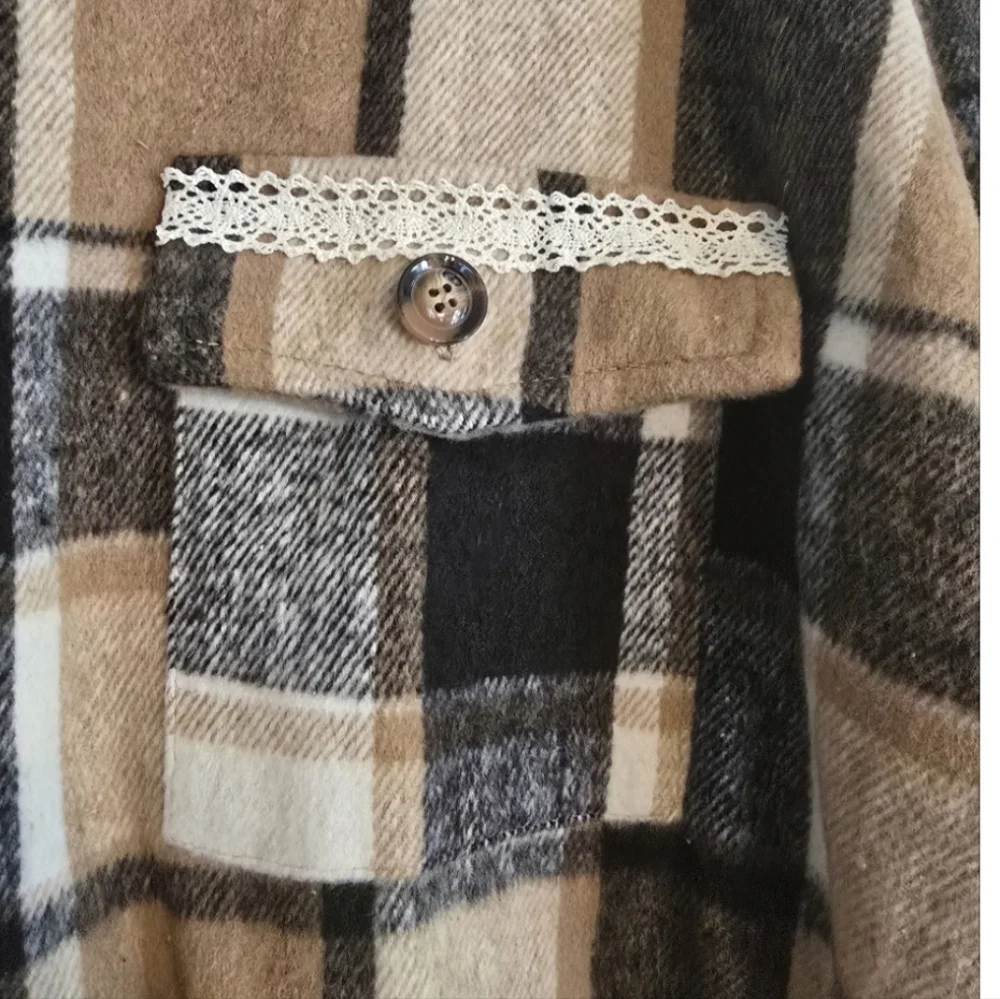 Hand Crafted Upcycled Sweeter Than Pie Flannel Shacket Size XXL NWT - Picture 4 of 11